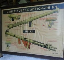 TABLEAU INSTRUCTION LANCE ROQUETTE ANTICHAR US BAZOOKA ARMÉE FRANÇAISE  80*60CM