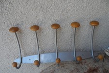 Ancien Porte manteau mural  10 PATERES métal et bois vestiaire rangement vintage