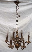 Antique Dutch Chandelier Gilt Bronze 6 Light Early 18th C