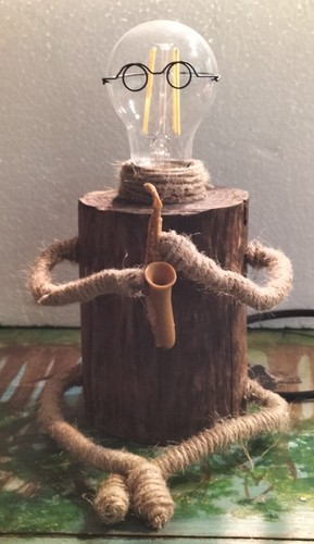 Lampe personnage bois - lampe, en