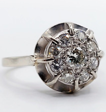 Bague fleur art deco or blanc 18k et 0,65 carats diamants brillant (circa 1950)
