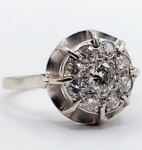 Bague fleur art deco - or, blanc