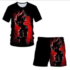 Ensemble Dragon Ball T-shirt Et Short Black Goku Végéta Gohan Mode Été 2025