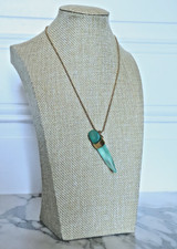 Ancien Collier avec Pendentif en Verre Cristal de Daum Plaqué Or Doré  Signé