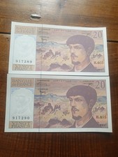 Rare 2 Billets Suivis Neufs De 20 Francs