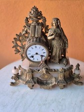 Horloge Pendule Régule Marbre Sujet Jeanne d’Arc Mouton 19e Ancien