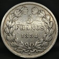 5 FRANCS LOUIS PHILIPPE I 1834 K BORDEAUX DOMARD ARGENT 900‰ FRANCE / SILVER