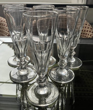 Série de 6 Anciennes Flutes Champagne Verre Cristal XIXème