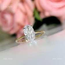 Bague solitaire de mariage art déco gracieuse dame diamant cultivé en laborat...