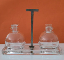 ancien flacons cristal petit huilier vinaigrier art deco