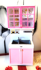 Poupée mobilier de cuisine évier placard haut vitrine et placard bas