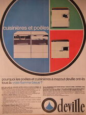 PUBLICITÉ DEVILLE CUISINIÈRES ET POËLES A MAZOUT LA VRAI FLAMME BLEUE