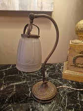 Ancienne Lampe De Bureau En Bronze