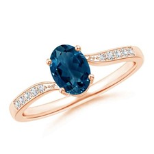 Bague femme élégante solitaire argent 925 pierre précieuse topaze bleue de Lo...