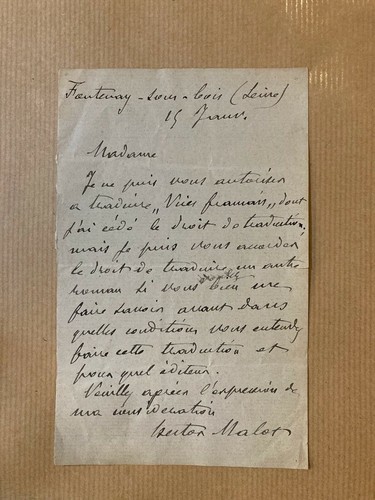Hector malot écrivain lettre - hector,