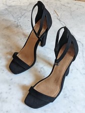 Sandales ASOS noire, talon haut carré, bout ouvert, à bride, pointure 38, TBE