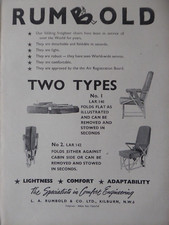 10/1948 PUB RUMBOLD COMFORT AIRCRAFT SEAT SIEGE AVION ORIGINAL AD