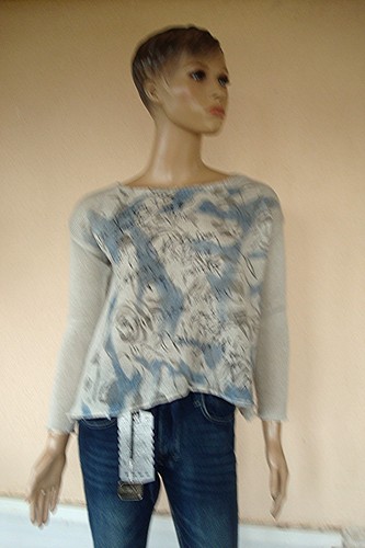 Pull leger asymetrique gris - pull,