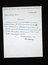 Pierre MAC ORLAN - lettre
