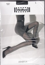 Collant WOLFORD ARABELLA coloris Beluga. Taille L. Line-mesh pattern tights.