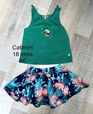 Catimini 18 Mois Bébé Fille : ensemble T Shirt + Jupe Été TBE