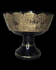 Grande Coupe Cristal boheme Moser karlsbad Amethyste Oroplastic vintage Ancien