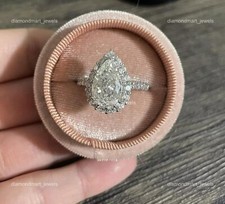 Diamond Prong Wife Solitaire with Accents Boho Ring Bijoux Or Blanc Massif 14K