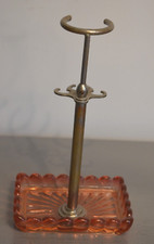 Porte Brosse Rasoir Cristal de Baccarat Modèle Bambou Tors Rose Estampillé