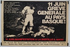 11 juin Grève Générale au Pays Basque ! Affiche Originale Politique Fascisme