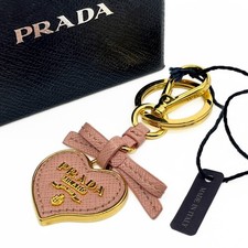 Porte-clés Prada rose en cuir