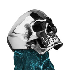 BAGUE TETE DE MORT CHEVALIERE HOMME EN ACIER INOXYDABLE 316L PUNK HARLEY ROCK ☠️