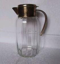 Magnifique Pichet Carafe Cruche A Punch Verre Et Métal Argenté Vintage