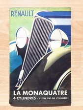 Renault Monaquatre, prospectus de 1934 catalogue publicité brochure dépliant