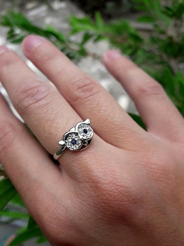 Bague hibou acier - hibou, en
