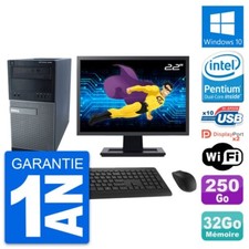 PC Tour Dell 9020 Ecran 22" Intel G3220 RAM 32Go Disque Dur 250Go Windows 10 Wif