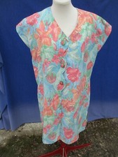 Robe N°38 vert orange rose polyester  Paul Mausner  vintage