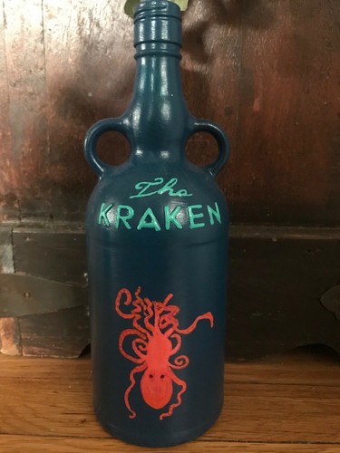 The kraken hand painted bottle - the,