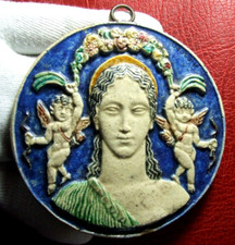 terracotta colored Eros love angels ancient Greek surrounding woman flower crown