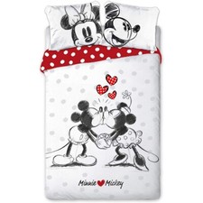 Minnie Graffiti Set Lit Simple Housse de Couette 155x200cm, Linge Coton