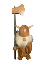 Amusante Statuette  viking Bois  Oliv art Espagne vintage 60s déco scandinave