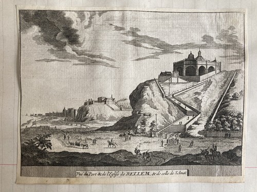 Gravure vue port - gravure, eglise