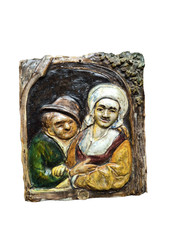 Belle Plaque en céramique en Faience de TOURS à Identifier ?? daté 1881 