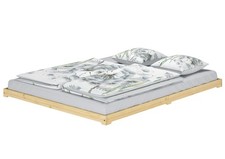 Lit en pin très bas, base idéale pour combiner avec futon, surface 160x200 cm 