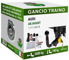 Attelage Démontable Verticale pour Audi A6 AVANT Famiiler (4G) Quattro 11-18 7p