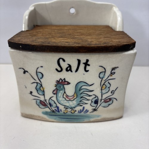 Vtg rooster salt - cellar, box
