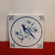 Ancien Carreau Carrelage Faience De Desvres 13cm Décor Oiseau Tiles Azulejos 