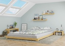 Lit en pin très bas, Lit au sol futon extra bas lit en bois surface 140x220 cm