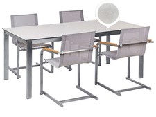 Ensemble de Repas de Jardin Blanc 4 Chaises Plateau de Verre Moderne Cosoleto