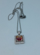 pendentif argent plaqué or blanc et cristal Swarovski avec chaîne argent unique