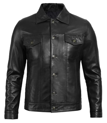 Veste camionneur noire cuir - veste,
